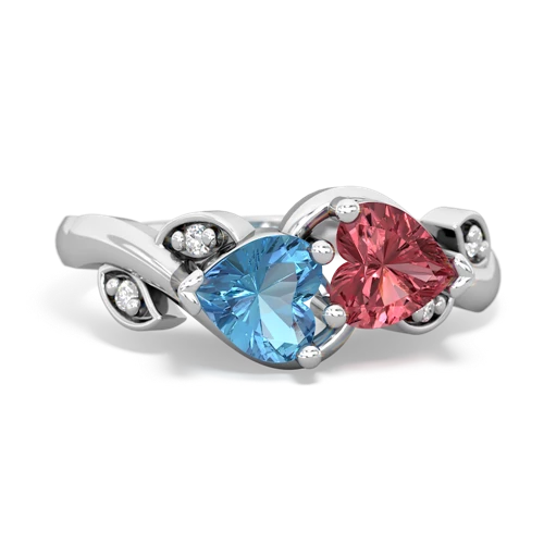 blue topaz-tourmaline floral keepsake ring