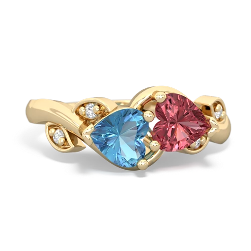 blue topaz-tourmaline floral keepsake ring