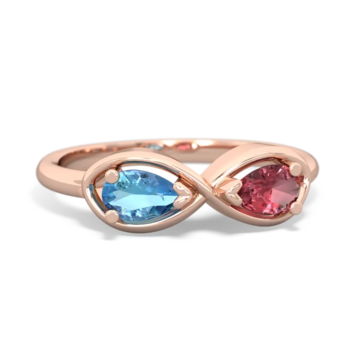 blue topaz-tourmaline infinity ring