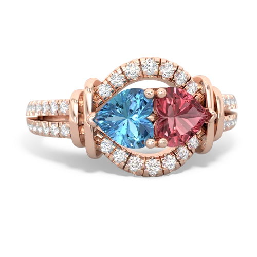 blue topaz-tourmaline pave keepsake ring