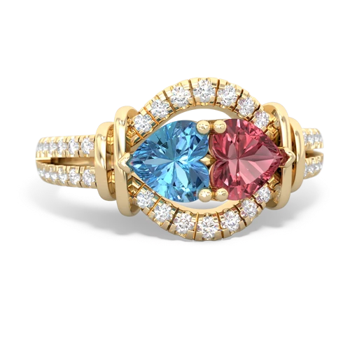 blue topaz-tourmaline pave keepsake ring