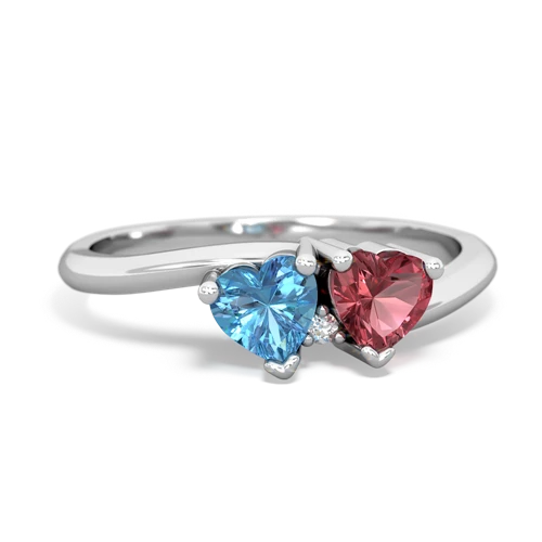 blue topaz-tourmaline sweethearts promise ring