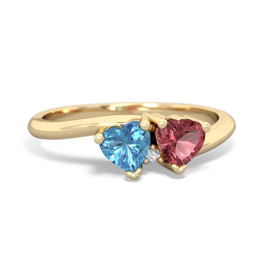 blue topaz-tourmaline sweethearts promise ring