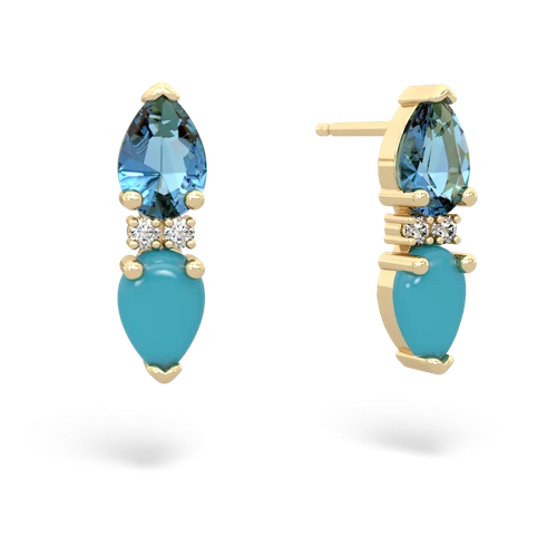 blue topaz-turquoise bowtie earrings