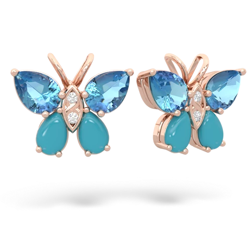blue topaz-turquoise butterfly earrings