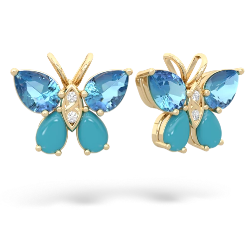 blue topaz-turquoise butterfly earrings