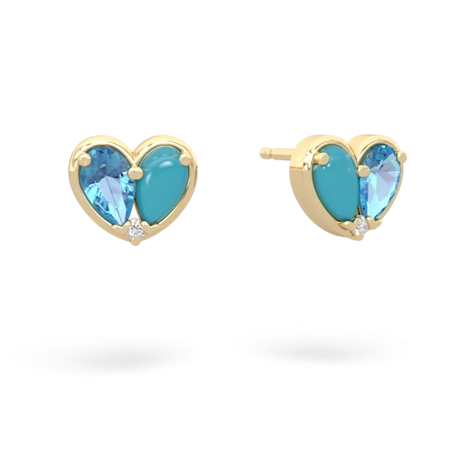 blue topaz-turquoise one heart earrings