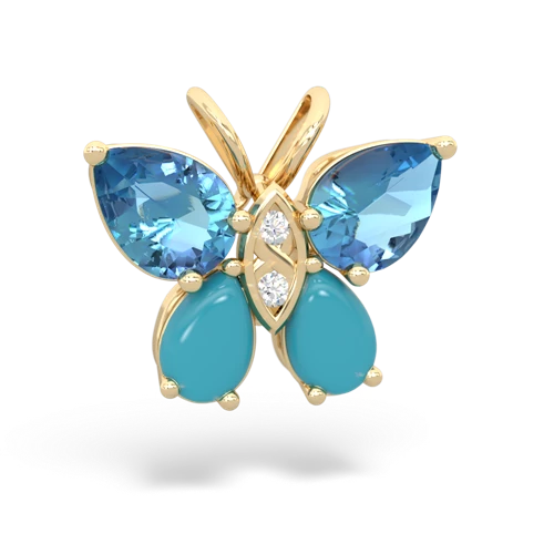 blue topaz-turquoise butterfly pendant