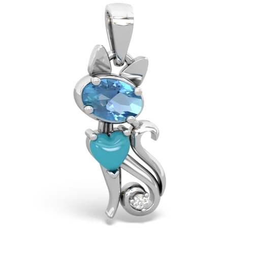 blue topaz-turquoise kitten pendant