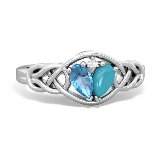 blue topaz-turquoise celtic knot ring