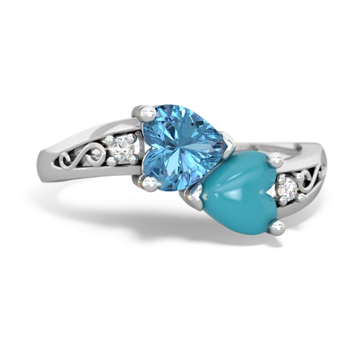 blue topaz-turquoise filligree ring