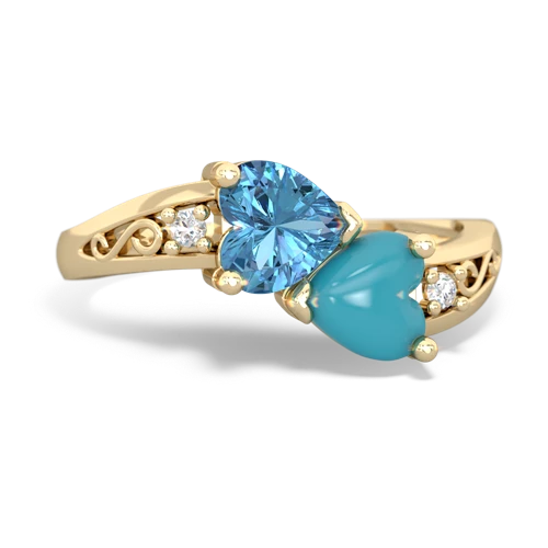 blue topaz-turquoise filligree ring