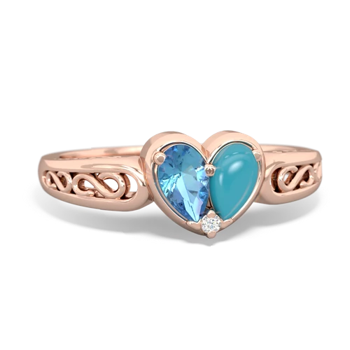 blue topaz-turquoise filligree ring