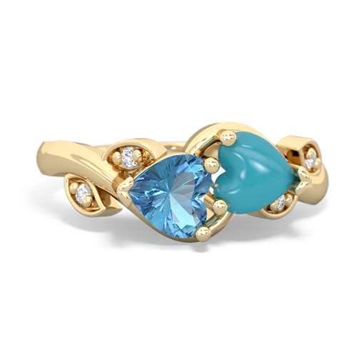 blue topaz-turquoise floral keepsake ring
