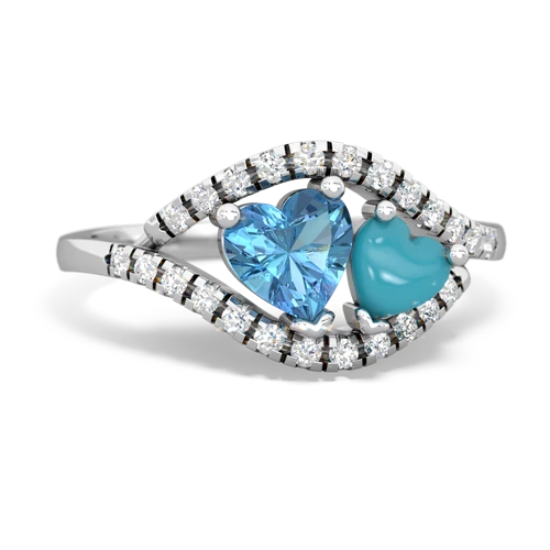 blue topaz-turquoise mother child ring
