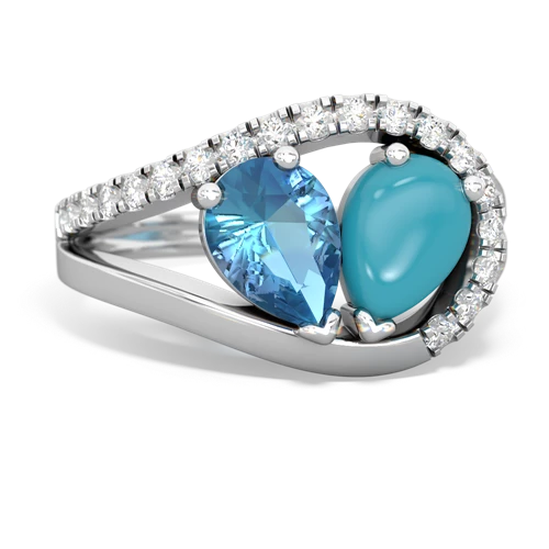 blue topaz-turquoise pave heart ring
