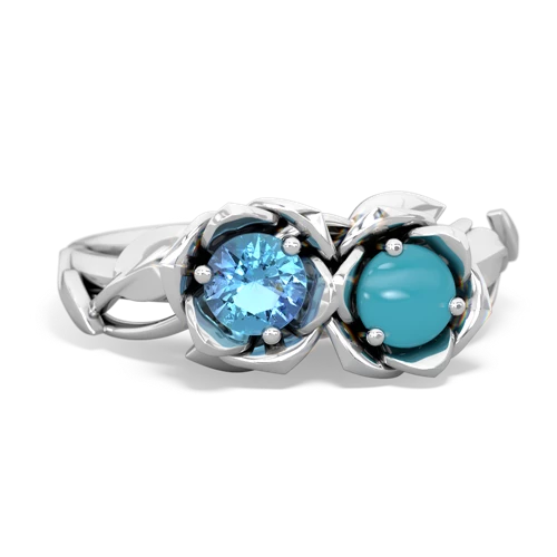 blue topaz-turquoise roses ring