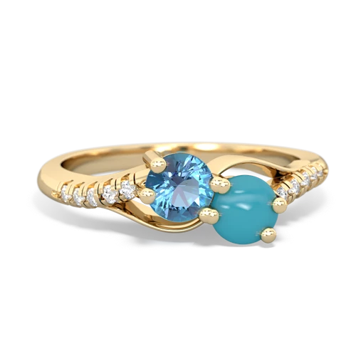 blue topaz-turquoise two stone infinity ring