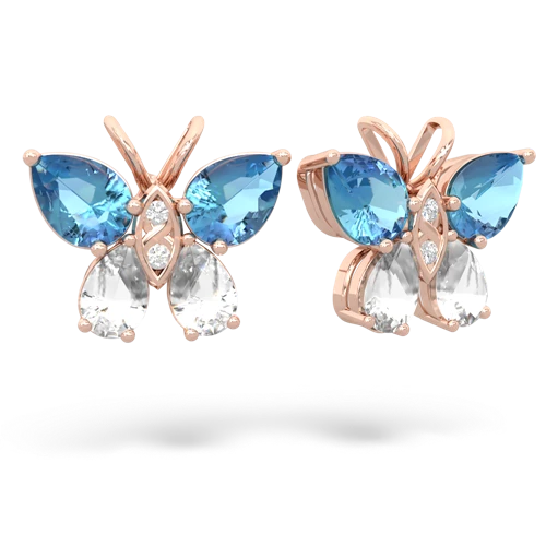 blue topaz-white topaz butterfly earrings