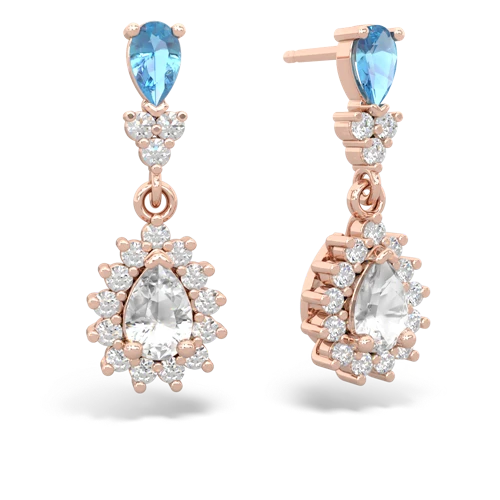 blue topaz-white topaz dangle earrings