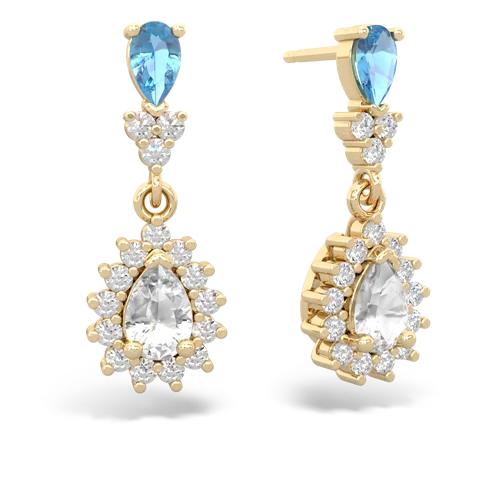 blue topaz-white topaz dangle earrings