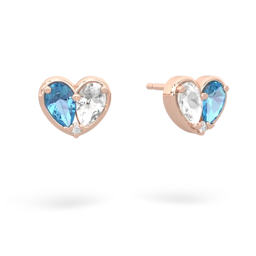 blue topaz-white topaz one heart earrings