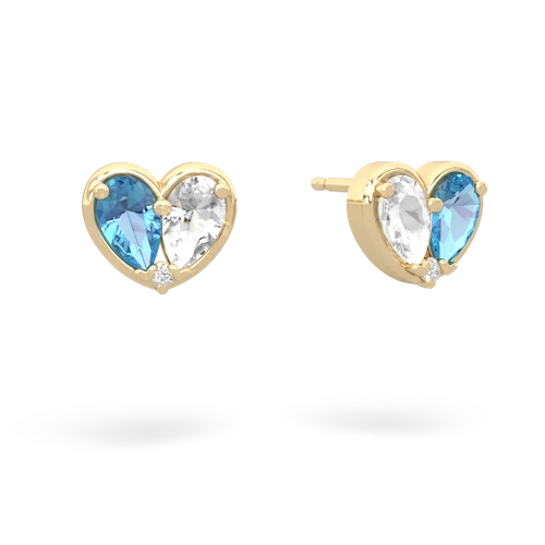 blue topaz-white topaz one heart earrings
