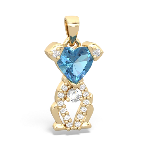 blue topaz-white topaz birthstone puppy pendant