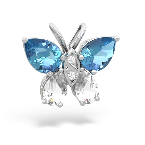 blue topaz-white topaz butterfly pendant
