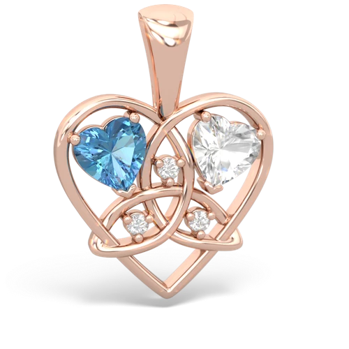 blue topaz-white topaz celtic heart pendant