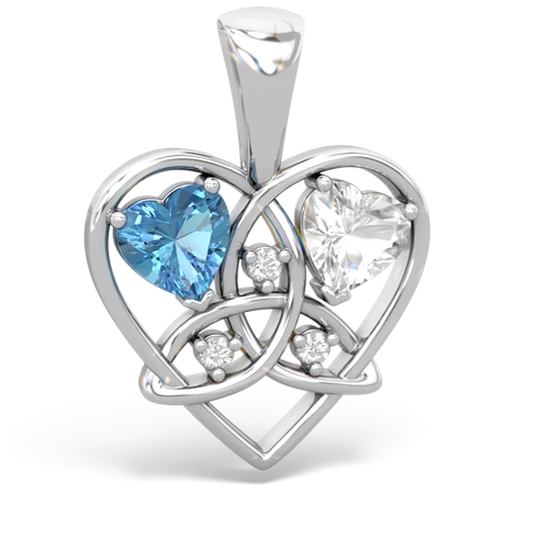 blue topaz-white topaz celtic heart pendant