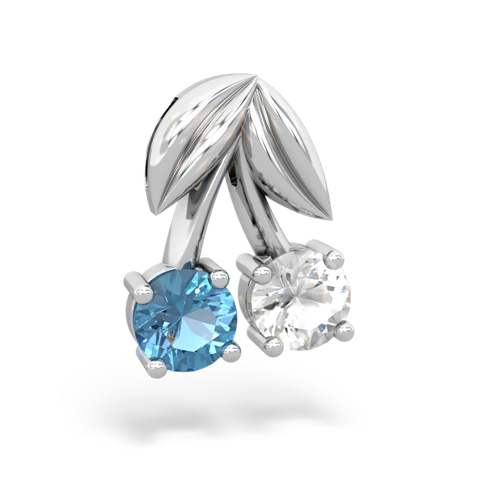 blue topaz-white topaz cherries pendant