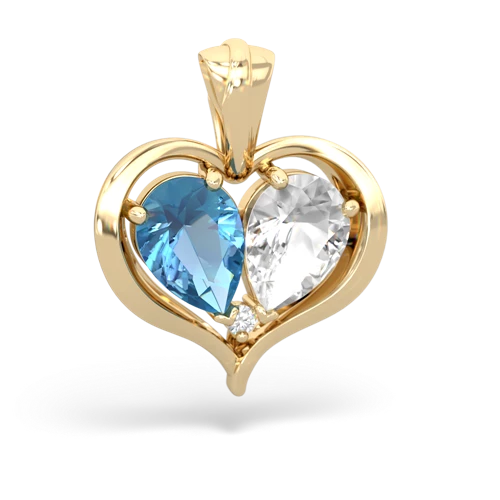 blue topaz-white topaz half heart whole pendant