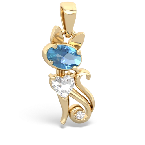 blue topaz-white topaz kitten pendant