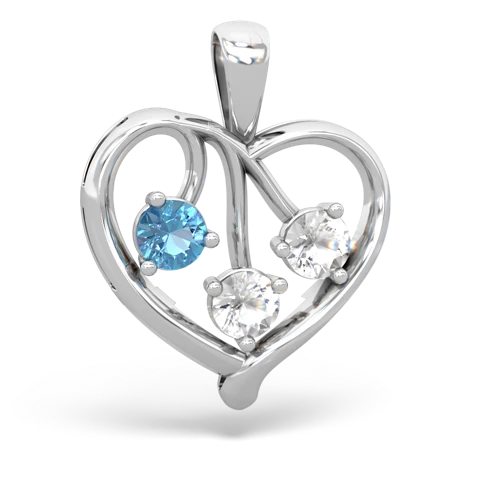 Blue Topaz Genuine Swiss Blue Topaz with Genuine White Topaz and Genuine Opal Glowing Heart pendant Pendant
