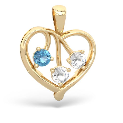 blue topaz-white topaz love heart pendant