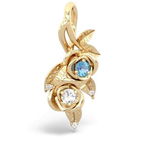 Blue Topaz Genuine Swiss Blue Topaz with Genuine White Topaz Rose Vine pendant Pendant