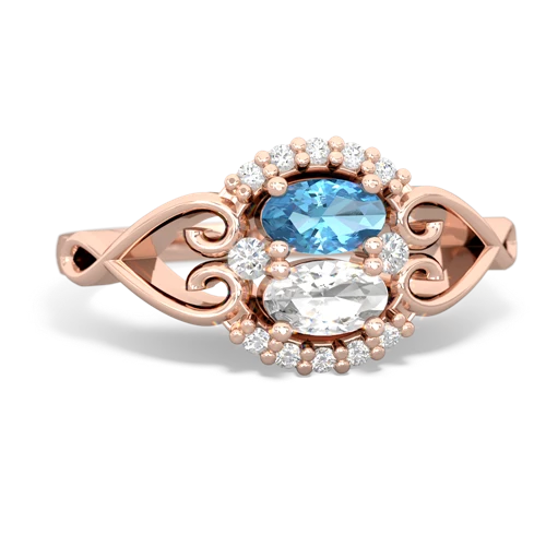 blue topaz-white topaz antique keepsake ring