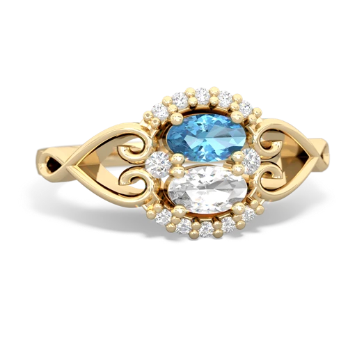 blue topaz-white topaz antique keepsake ring