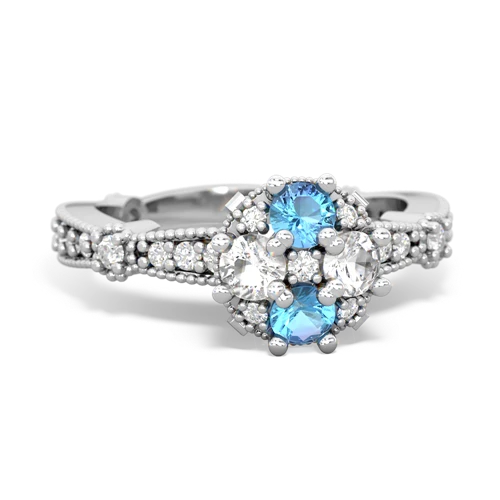 blue topaz-white topaz art deco engagement ring