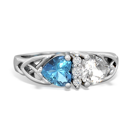 blue topaz-white topaz celtic ring