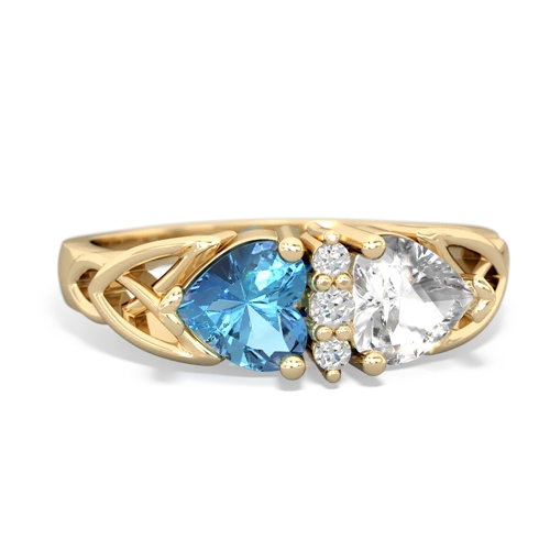 blue topaz-white topaz celtic ring