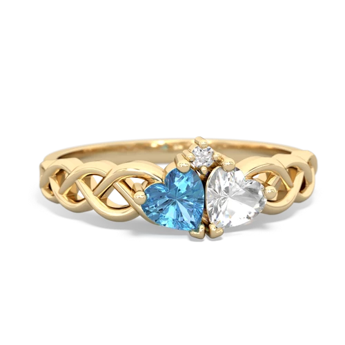 blue topaz-white topaz celtic braid ring