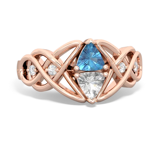 blue topaz-white topaz celtic knot ring