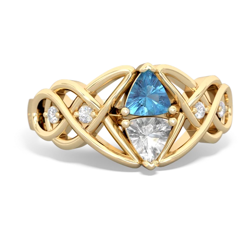 blue topaz-white topaz celtic knot ring