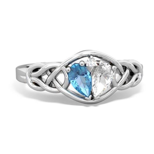 blue topaz-white topaz celtic knot ring