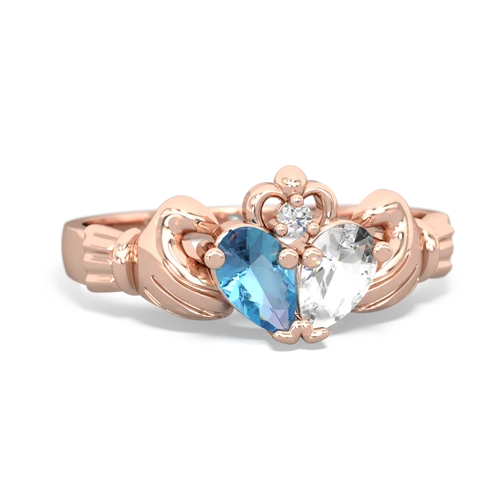 Blue Topaz Genuine Swiss Blue Topaz with Genuine White Topaz Claddagh ring Ring
