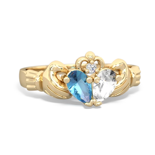 blue topaz-white topaz claddagh ring