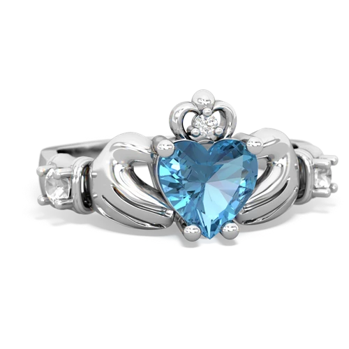 Blue Topaz Genuine Swiss Blue Topaz with Genuine White Topaz and  Claddagh ring Ring
