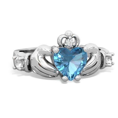 blue topaz-white topaz claddagh ring